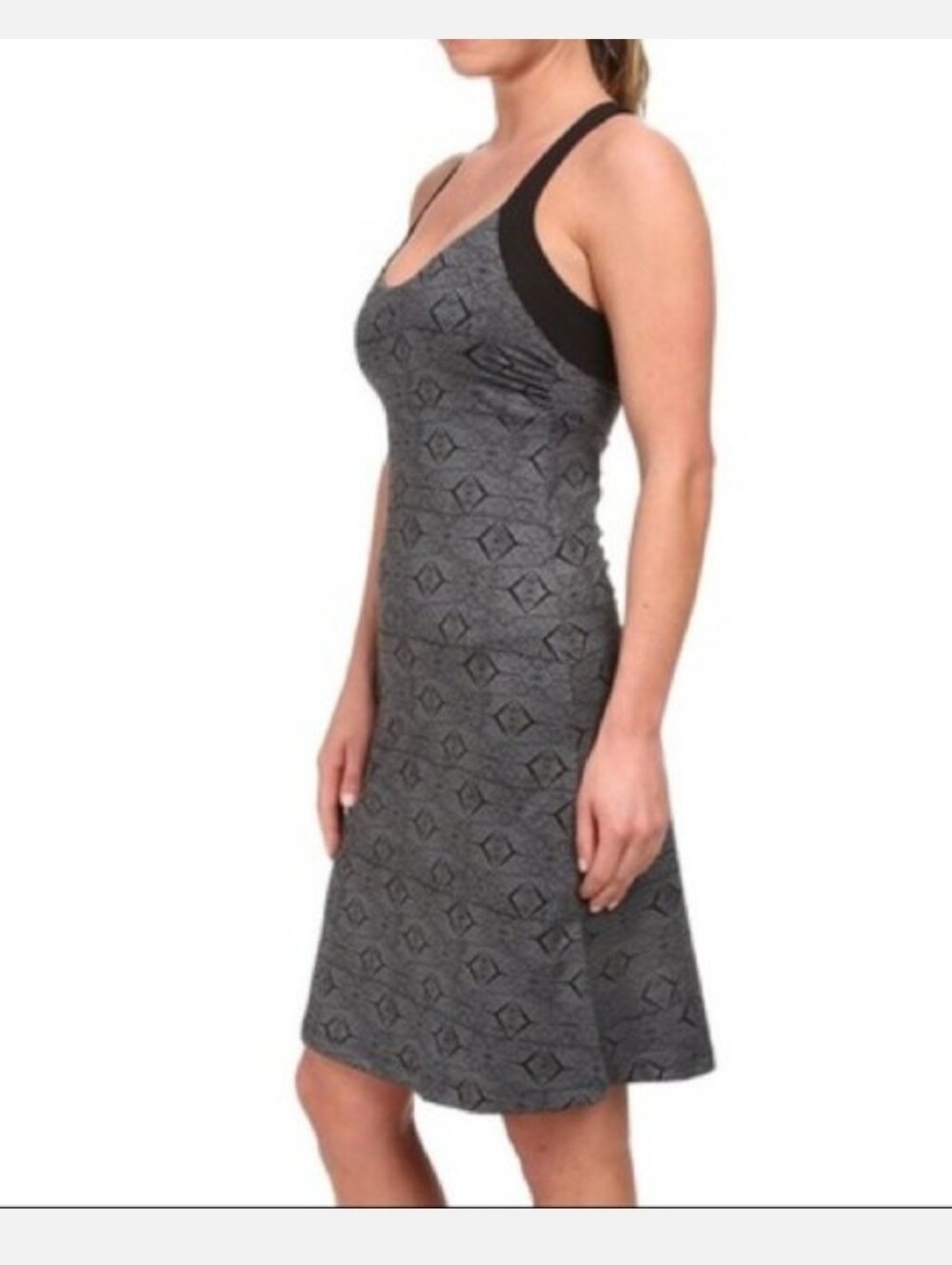 Patagonia Morning Glory Gray Patterned Racerback Dress With Shelf Bra